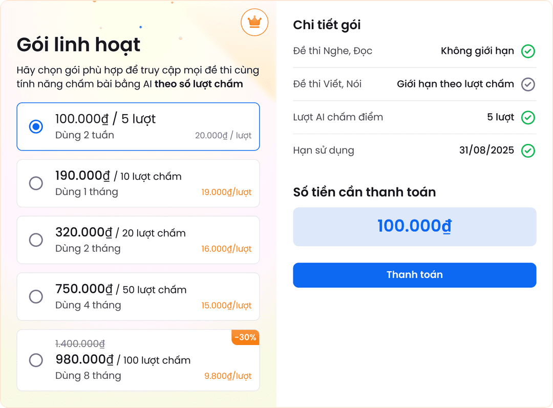 Chi tiết thực hiện thanh toán 2
